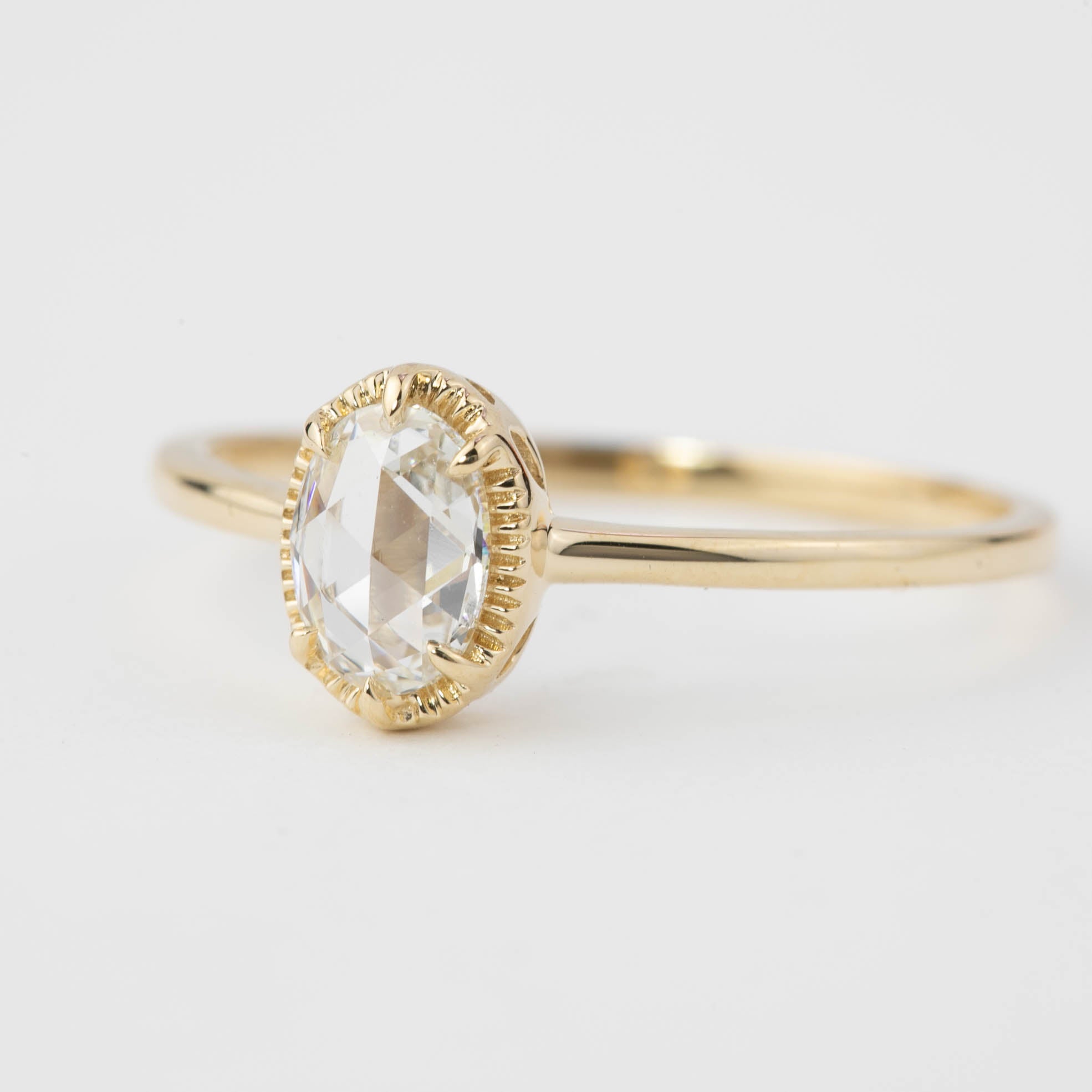 Ava Ring, Oval Rose Cut Diamond