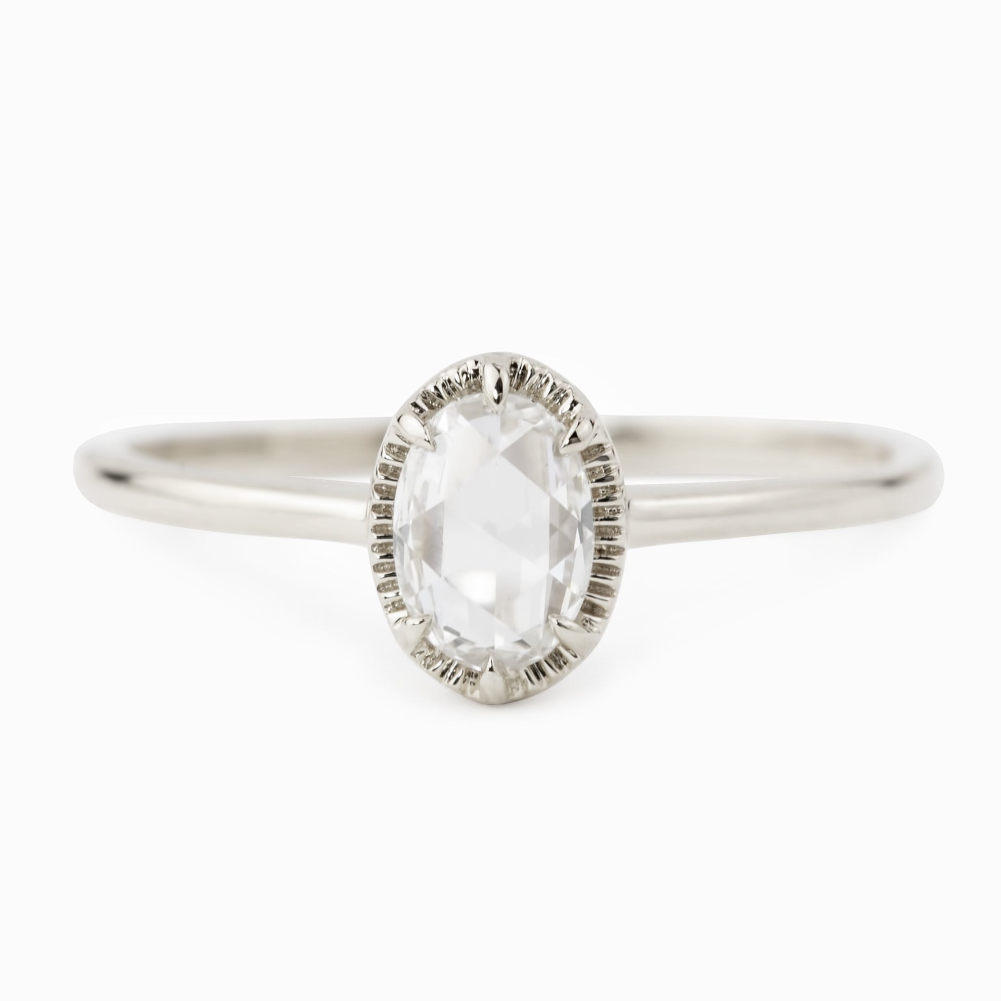 Ava Ring, Oval Rose Cut Diamond