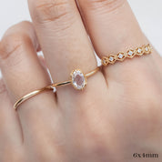 Ava Ring, Oval Rose Cut Diamond