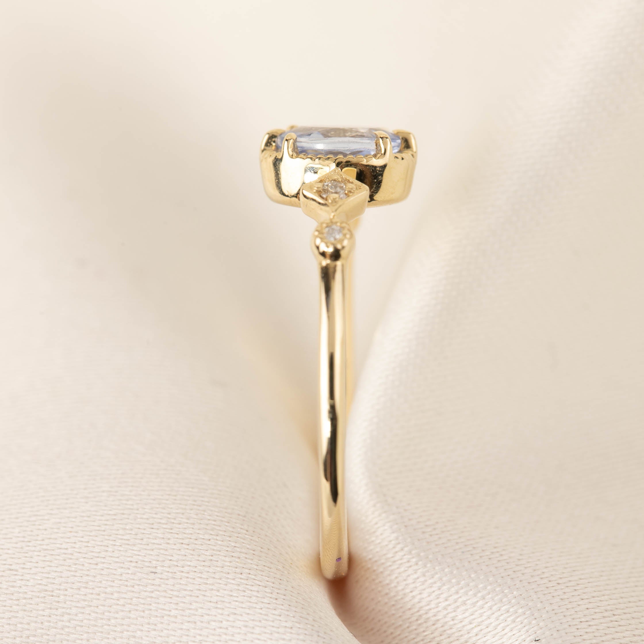 【即日配送】ステラリング ・0.4ct・非加熱モンタナブルーサファイア・K14YG
