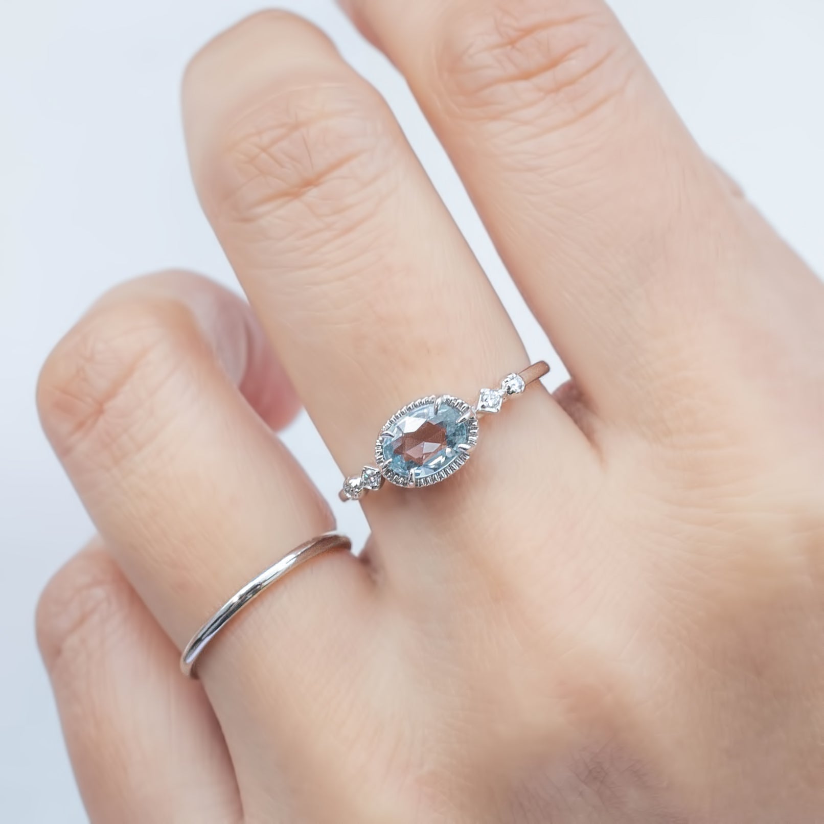 【即日配送】ステラリング ・0.80ct・非加熱ブルーサファイア・K14WG