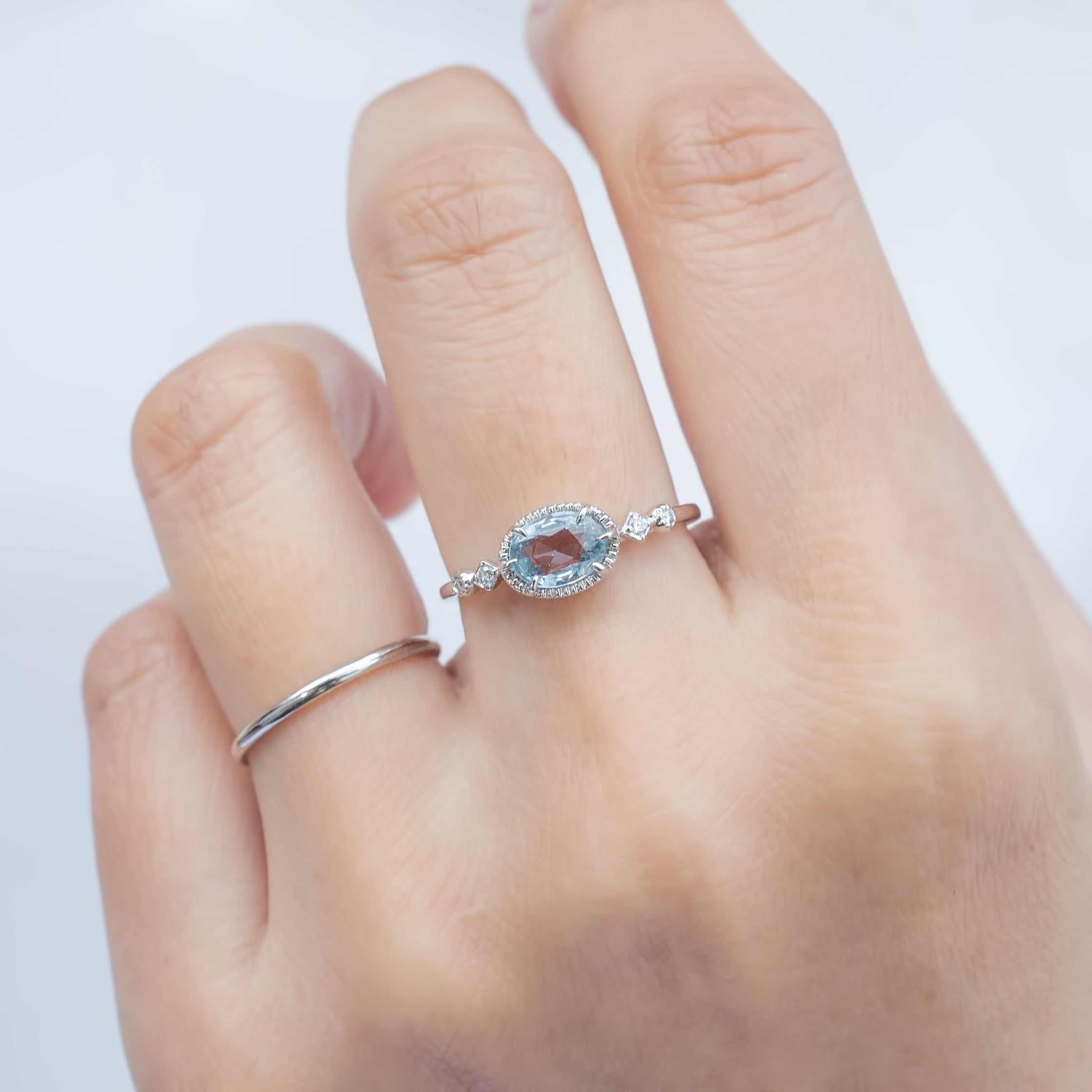 【即日配送】ステラリング ・0.80ct・非加熱ブルーサファイア・K14WG