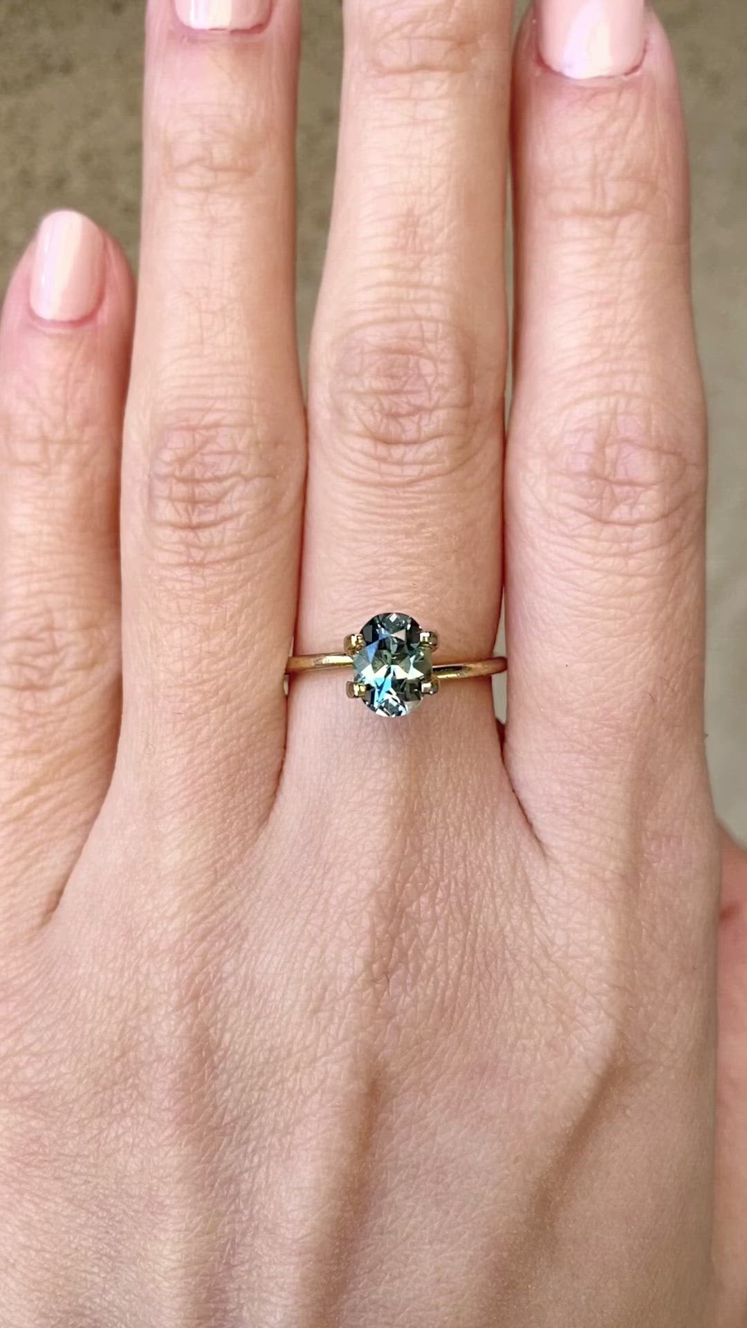 1.36ct Oval Cut Blueish Green Montana Sapphire