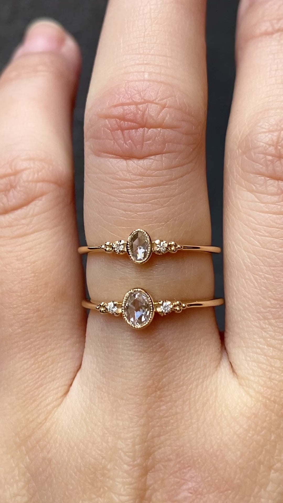 Estel Bezel Ring, Oval Rose Cut Diamond