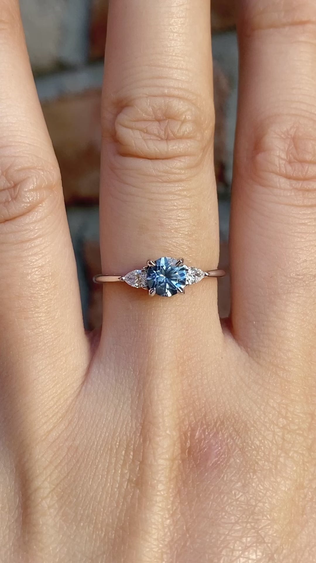 Olivia Ring 0.90ct Blue Montana Sapphire, 14k white gold (One of a kind)