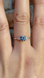 Olivia Ring 0.90ct Blue Montana Sapphire, 14k white gold (One of a kind)