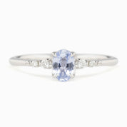 Estel Fleur Four Prongs Ring, 6mm 0.50ct Light blue Madagascar Sapphire 14K White Gold