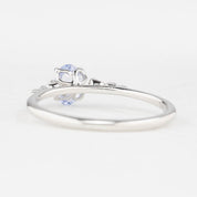 Estel Fleur Four Prongs Ring, 6mm 0.50ct Light blue Madagascar Sapphire 14K White Gold