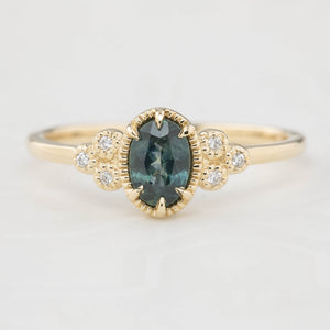 Celine Ring, 0.60ct Blue Green Montana Sapphire
