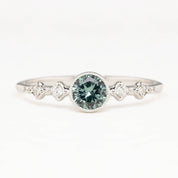 0.50ct blue green Queensland Sapphire Ring in 14k white gold