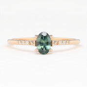 Eloise Ring - 6x4mm 0.60ct Green Montana Sapphire 14k Rose Gold