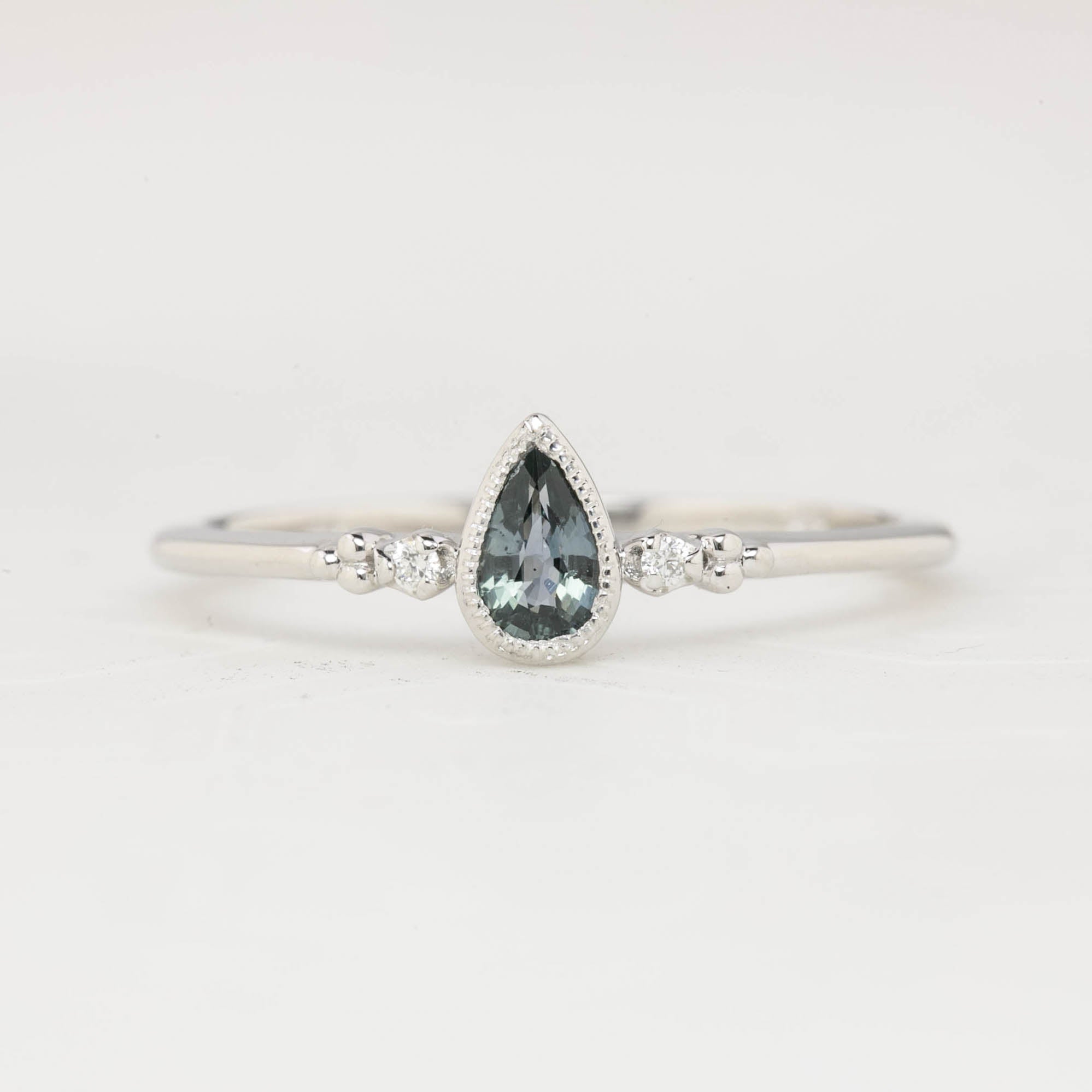 【即日配送】エステルリング ・0.35ct・非加熱グリーンサファイア・K14YG