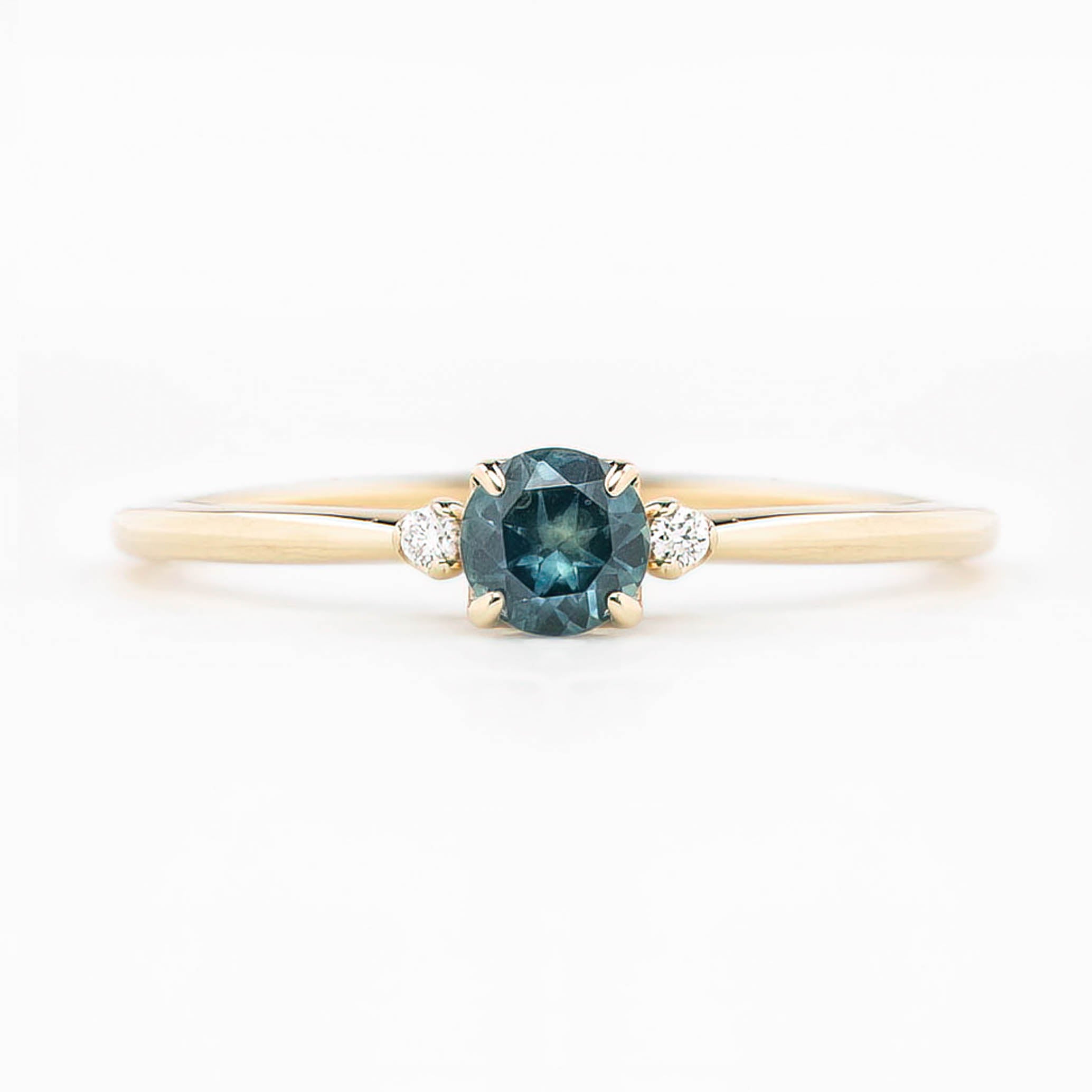 Sofia Ring 4mm 0.30ct Blue Green Montana Sapphire 14K Yellow Gold