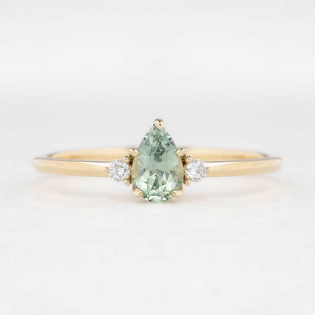 【即日配送】エミリーリング ・0.45ct・加熱モンタナ産ライトグリーンサファイア・K14YG