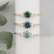 Estel Fleur Six Prongs Ring 4.75mm 0.60ct Teal Blue Round Montana Sapphire 14K Rose Gold