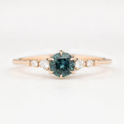 Estel Fleur Six Prongs Ring 4.75mm 0.60ct Teal Blue Round Montana Sapphire 14K Rose Gold
