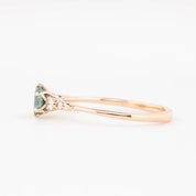 Estel Fleur Six Prongs Ring 4.75mm 0.60ct Teal Blue Round Montana Sapphire 14K Rose Gold
