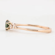 Estel Fleur Six Prongs Ring 4.8mm 0.50ct Peacock Green Round Queensland Sapphire 14K Rose Gold