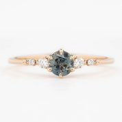 Estel Fleur Six Prongs Ring 4.8mm 0.50ct Parti Gray Green Queensland Sapphire 14K Rose Gold
