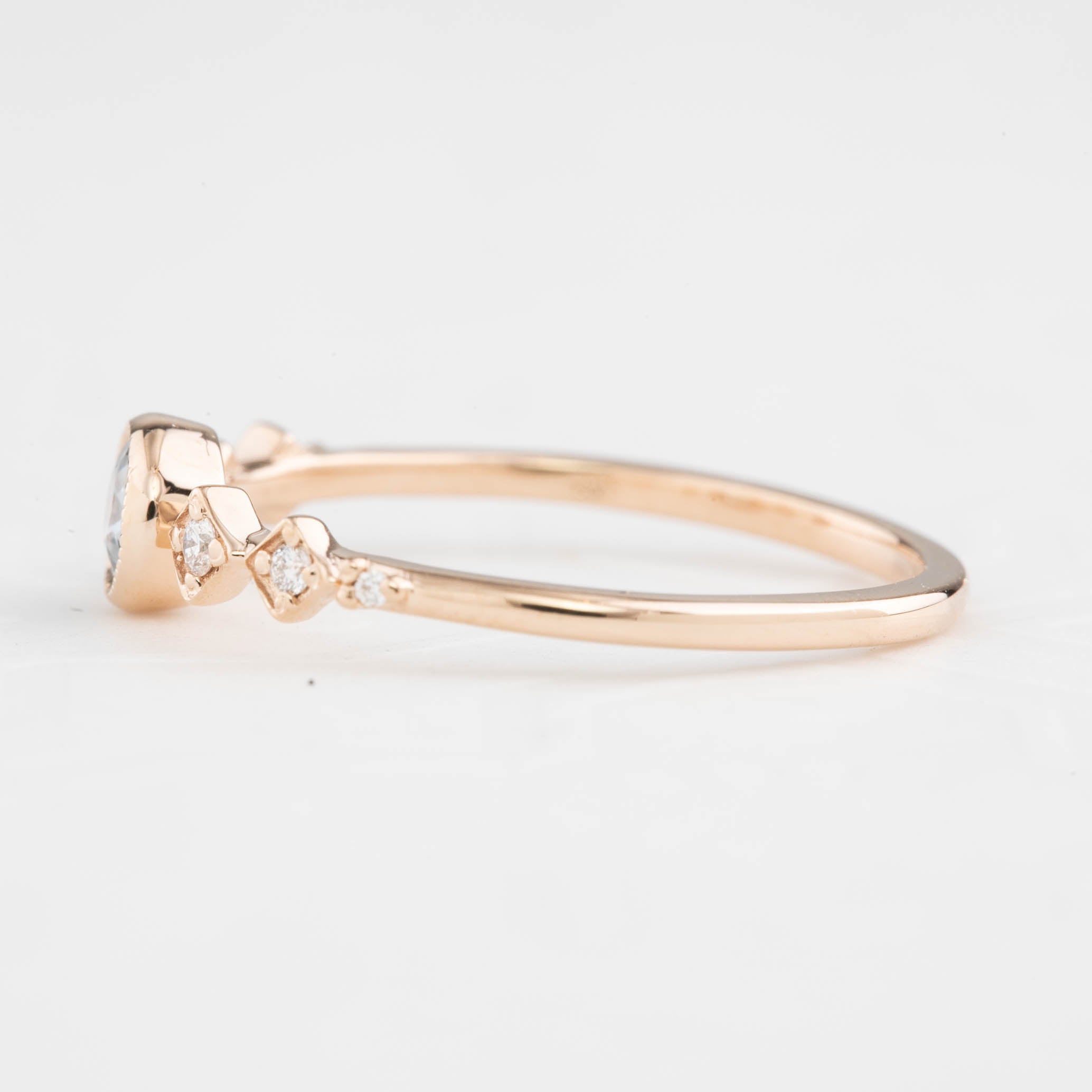 Celeste Ring 3.9mm 0.25ct Light blue Unheated Round Sapphire, 14k Rose Gold
