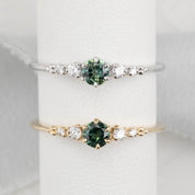 【即日配送】エステルフルールリング ・0.30ct・クイーンズランド産ブルーグリーンサファイア・K14YG