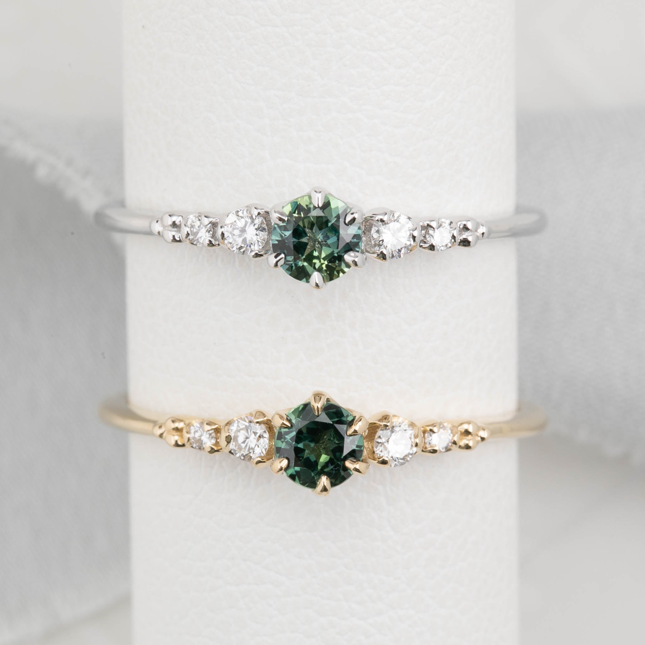 【即日配送】エステルフルールリング ・0.30ct・クイーンズランド産ブルーグリーンサファイア・K14YG