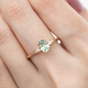 Estel Ring 6.5mm 0.70ct Oval Light Green Montana Sapphire 14K Yellow Gold