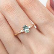【一点物】エステルリング ・0.85ct・加熱モンタナ産アクアグリーンサファイア・K14YG