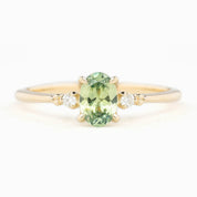 Estel Ring 6.5mm 0.70ct Oval Light Green Montana Sapphire 14K Yellow Gold