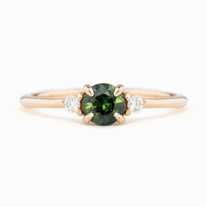 Emilie Ring, 0.60ct Green Queensland Sapphire, 14K Rose Gold