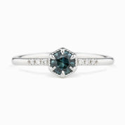Grace Ring 4.5mm 0.40ct Blue Queensland Sapphire 14K White Gold