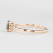 Teresa Ring 6mm 0.40ct Blue green Madagascar Sapphire 14K Rose Gold