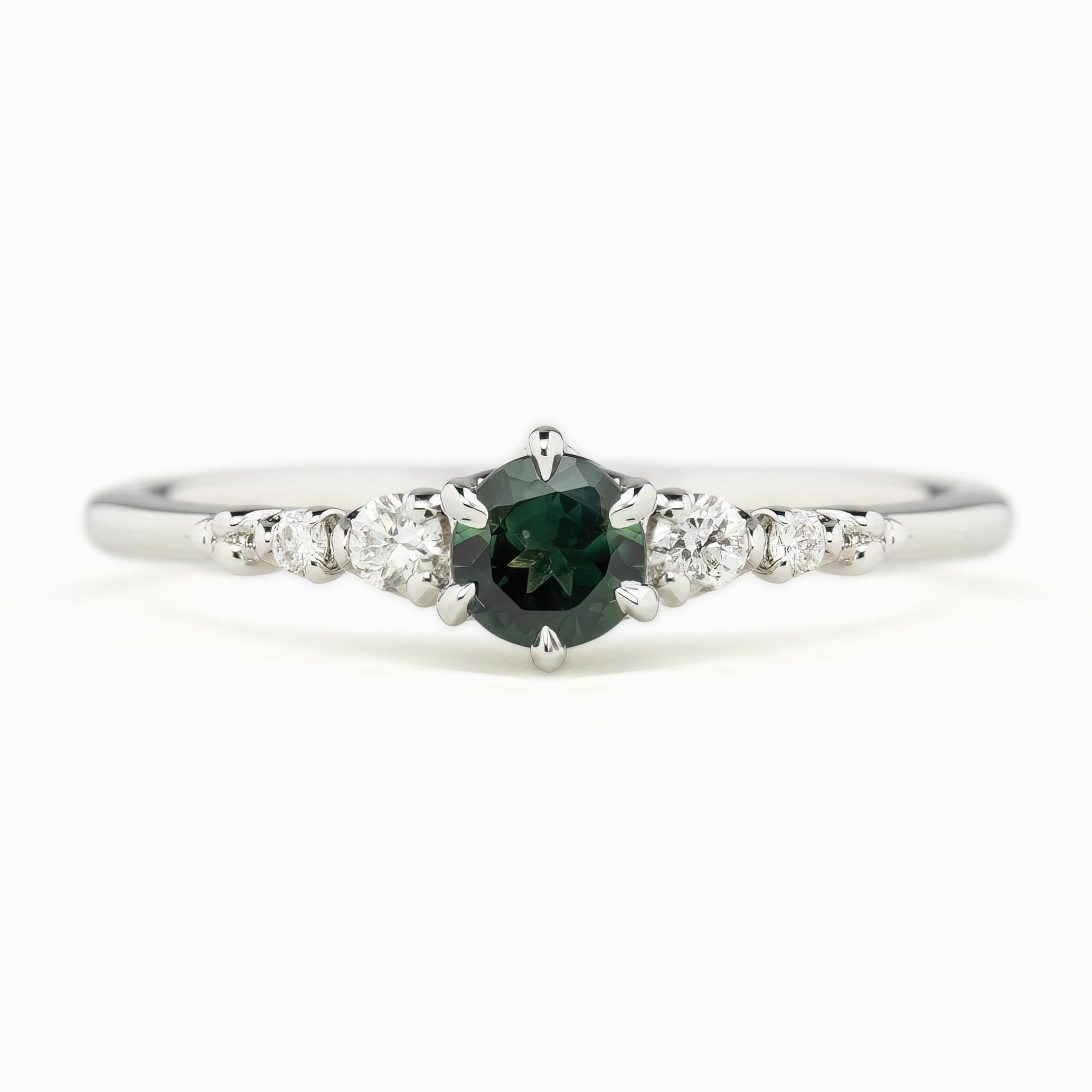 【即日配送】エステルフルールリング ・0.30ct・クイーンズランド産ブルーグリーンサファイア・K14WG