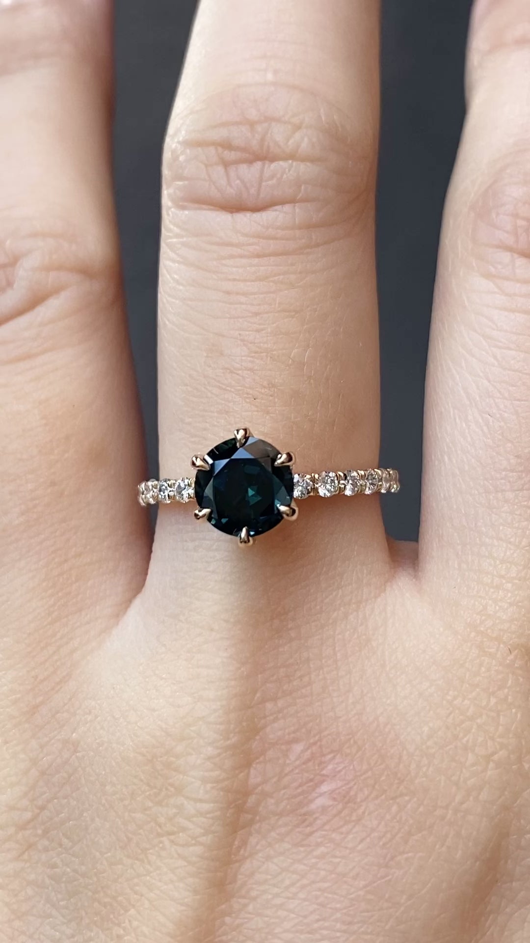 Maria Luxe Grand Ring, 1.58ct Blue Green Queensland Sapphire