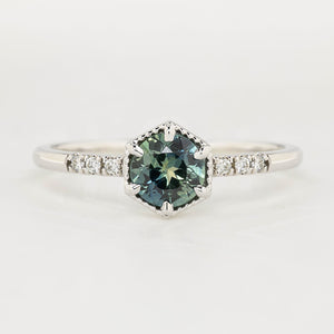 Grace Ring, 0.77ct Parti Blue Green Queensland Sapphire