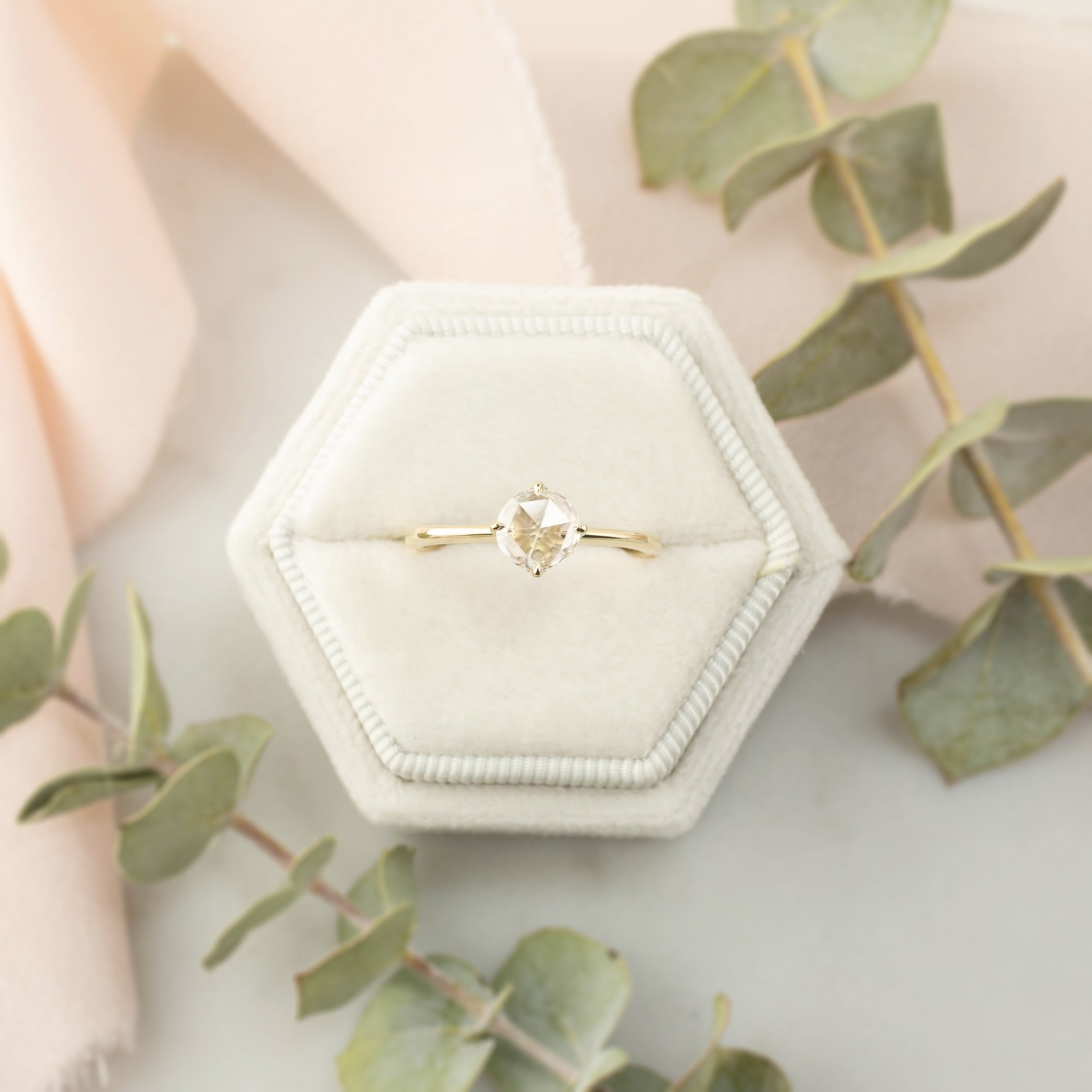 Alice Ring, 0.49ct Round Rose Cut Diamond, 14k Yellow Gold (One of a kind)