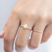Sabrina Ring, 1ct Old Mine Cut Round Diamond Ring, 14k Yellow Gold (One of a kind)