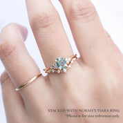 Teresa Ring 0.91ct Light Blue Green Madagascar Sapphire, 14K Yellow Gold (One of a kind)