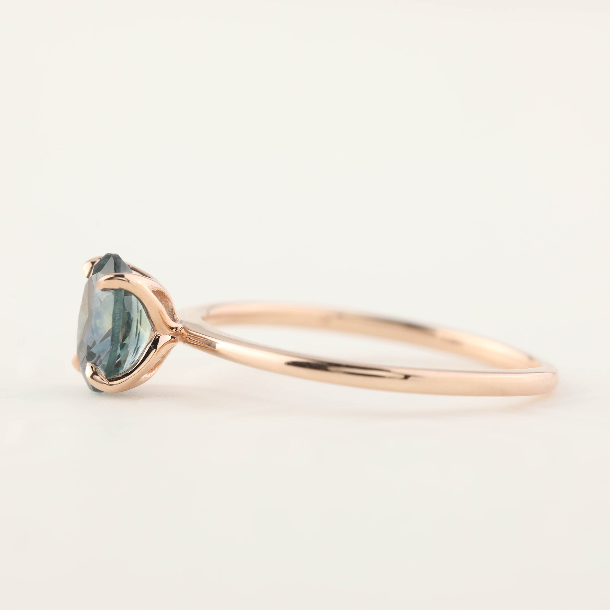 サラリング　グリーンモンタナサファイア　0.96ct　14Kローズゴールド