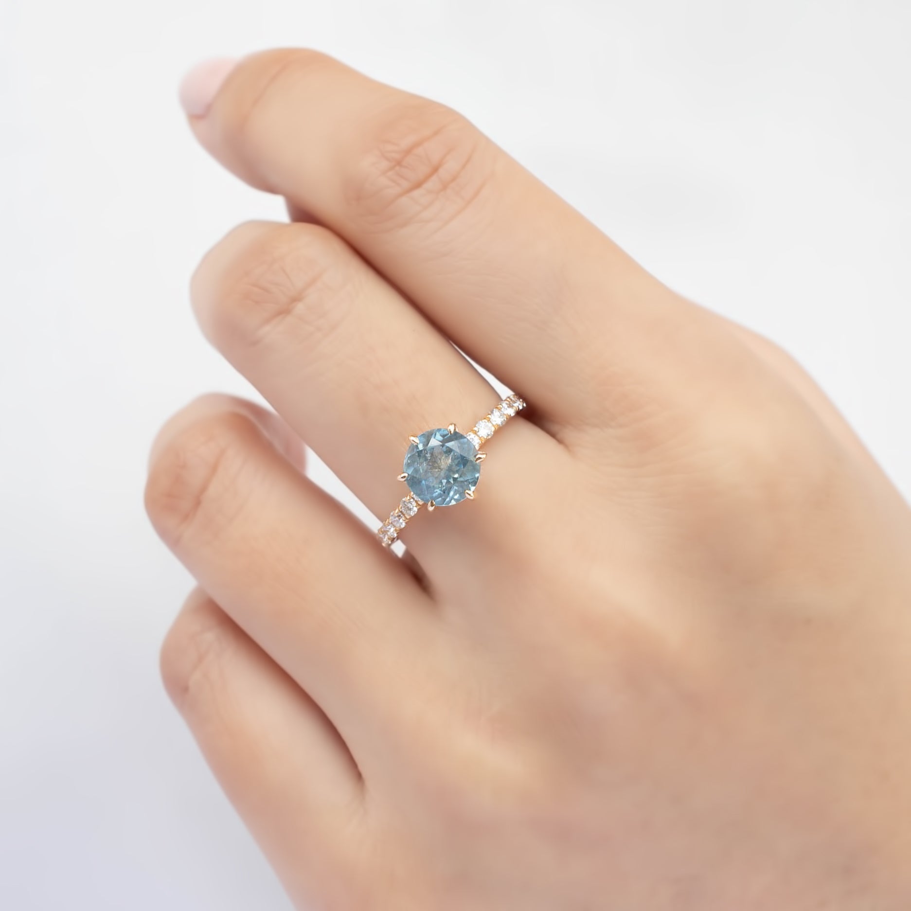 【一点物】マリアリュックスリング ・2.06ct・加熱モンタナ産ライトブルーサファイア・K14YG