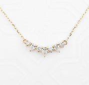 Gloria Curved Diamond Necklace 7 Stones