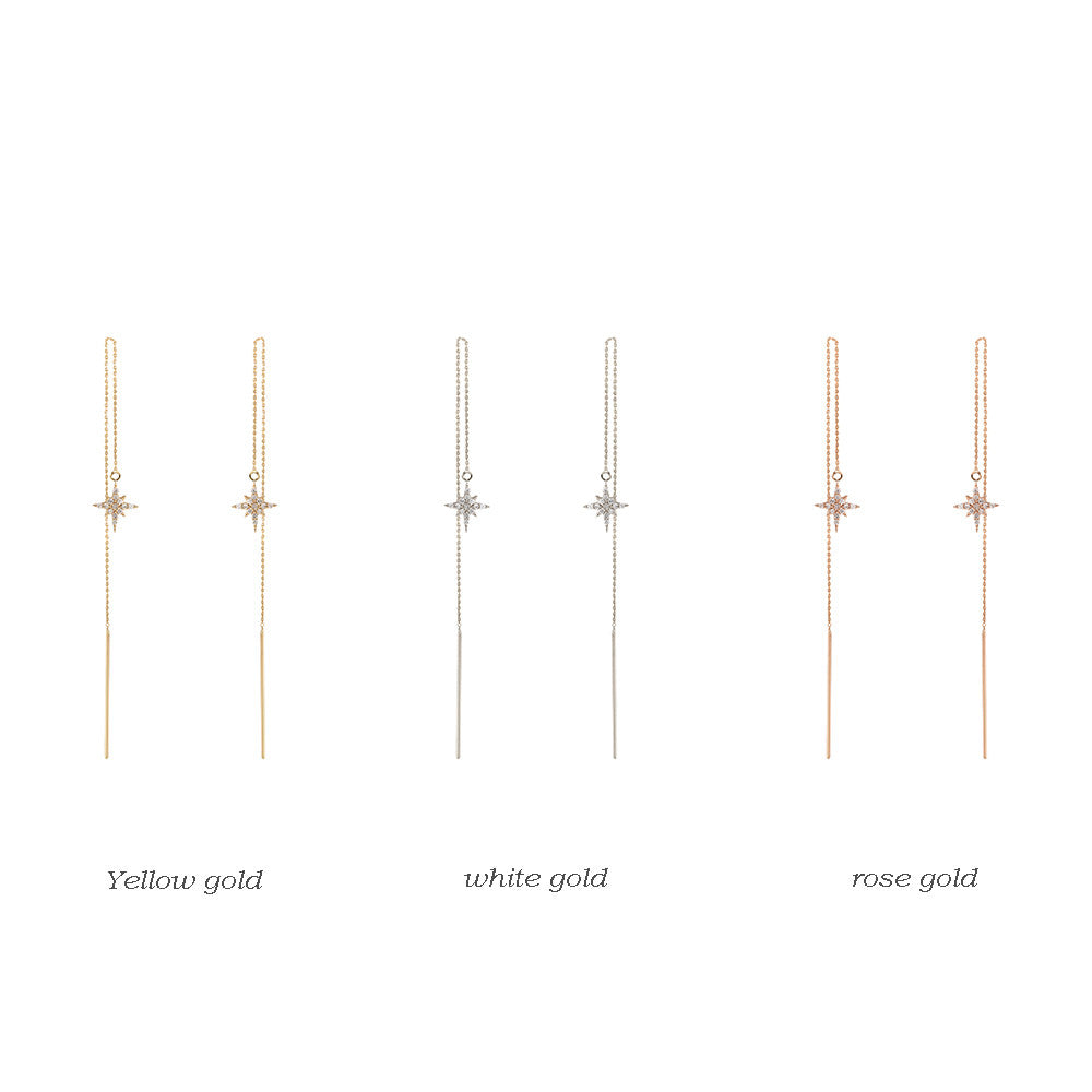 Starburst Diamond Threader Earrings