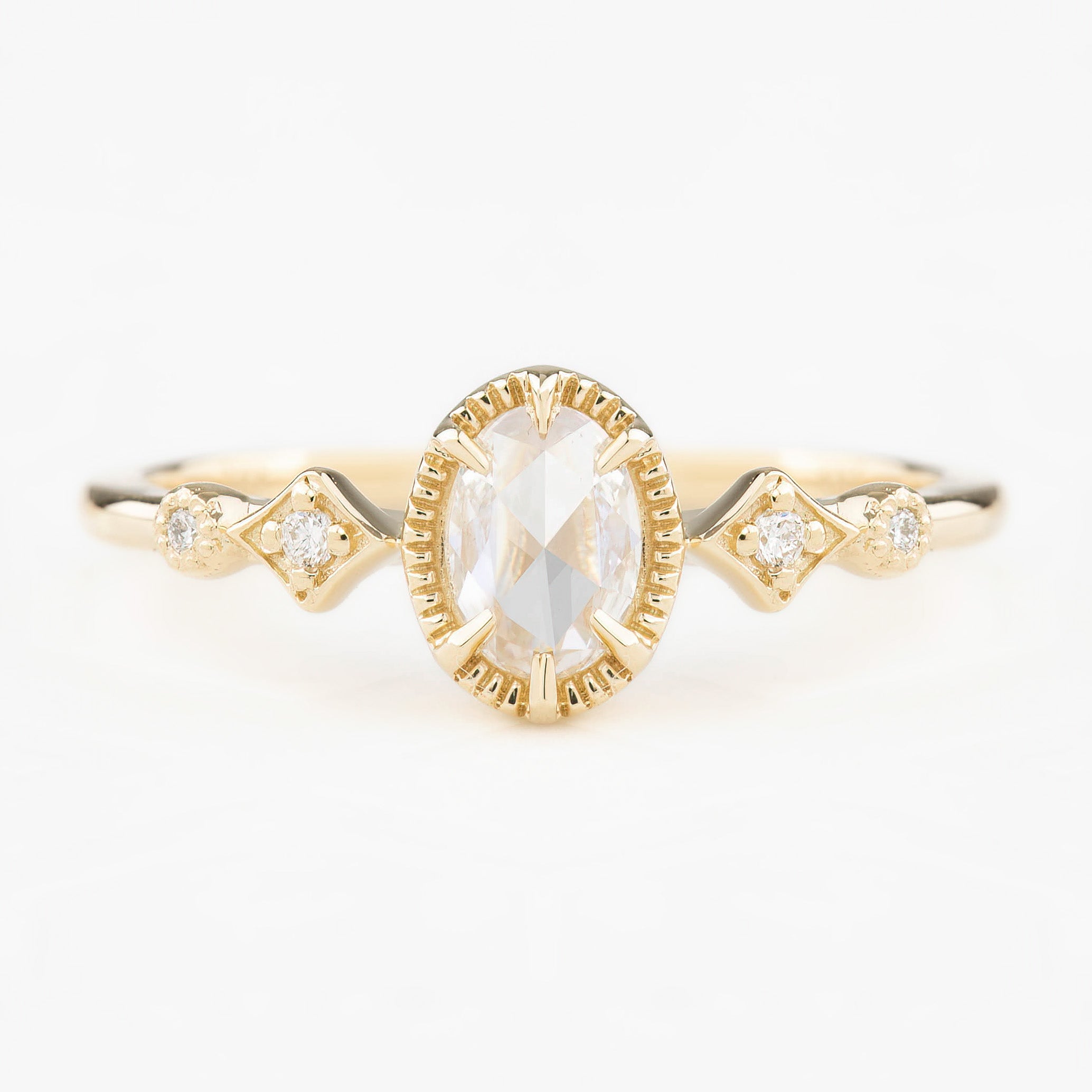 Stella Ring, 0.29ct Oval Rose Cut Diamond, 14k Yellow Gold (One of a kind)