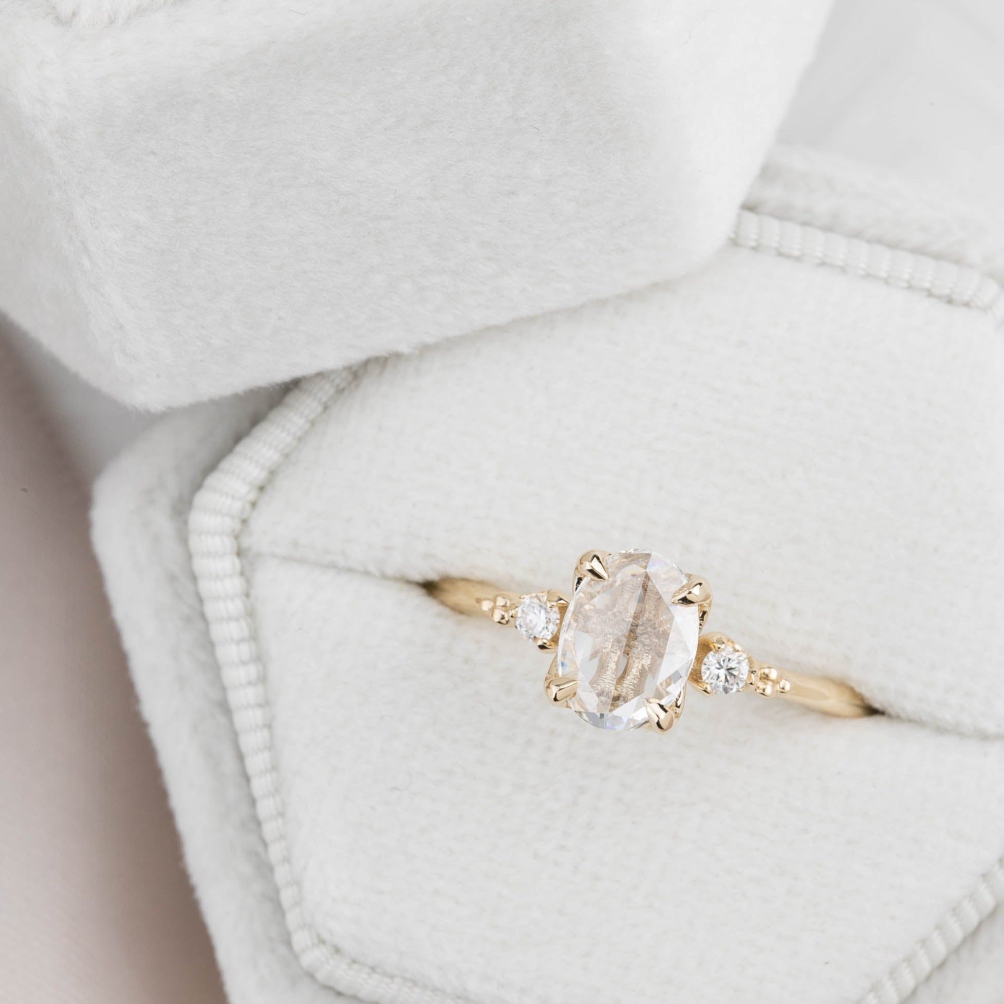 Estel Ring, 0.58ct Oval Rose Cut Diamond, 14K Yellow Gold (One of a kind)