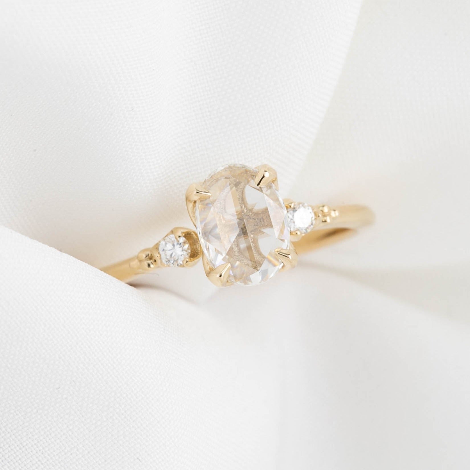 Estel Ring, 0.58ct Oval Rose Cut Diamond, 14K Yellow Gold (One of a kind)
