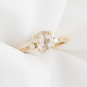 Estel Ring, 0.58ct Oval Rose Cut Diamond, 14K Yellow Gold (One of a kind)