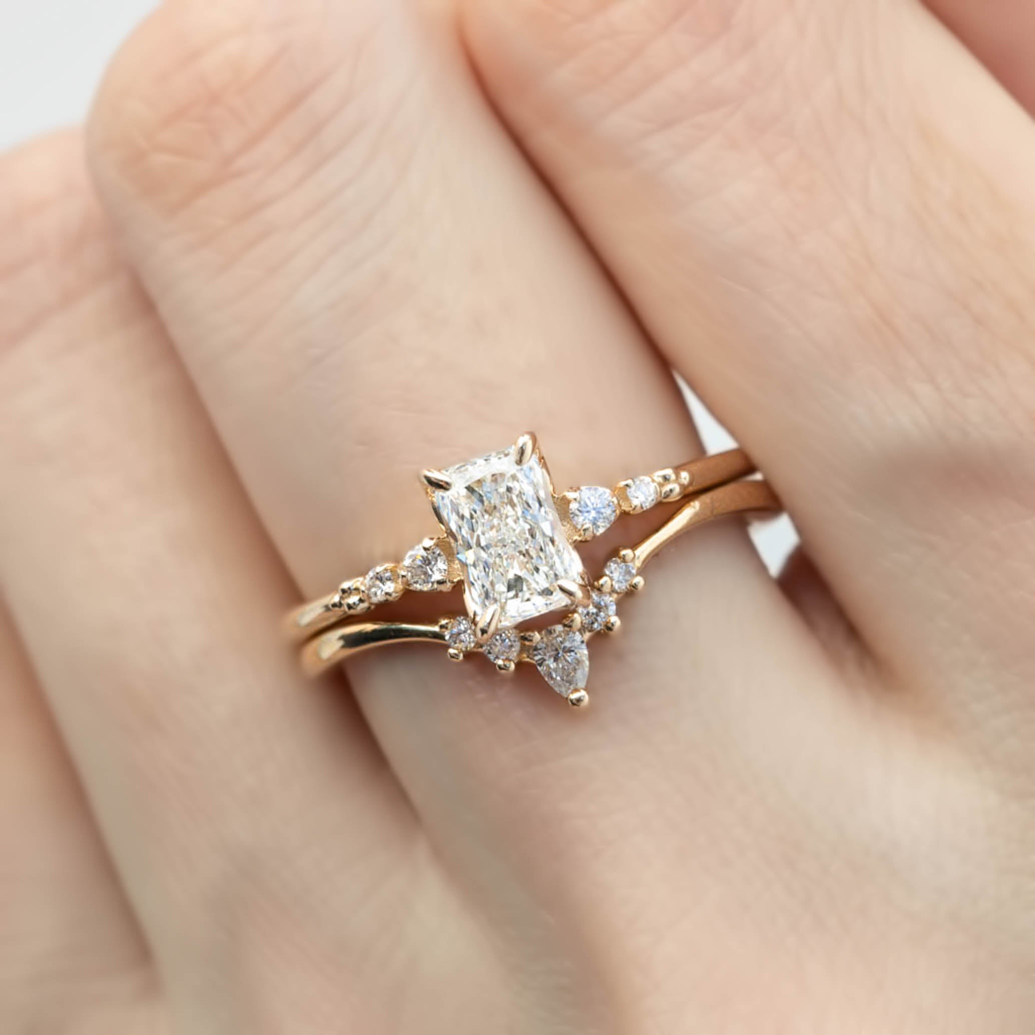 Estel Fleur Four Prongs Ring, GIA Certified 0.71ct Radiant Diamond, 14K Yellow Gold (One of a kind)