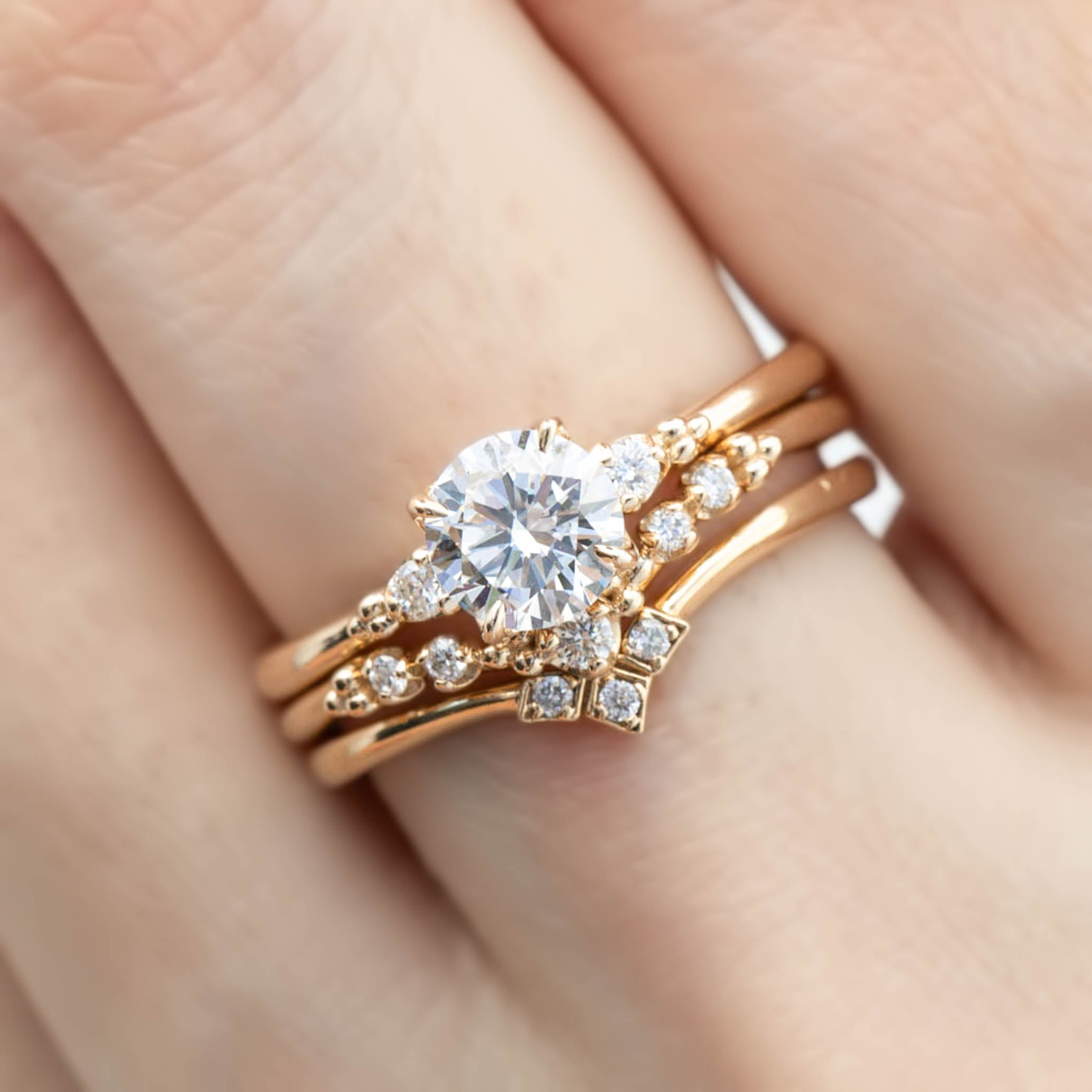 Estel Ring 0.80ct Round Lab Diamond, 14K Yellow Gold, GCAL Certified (One of a kind)