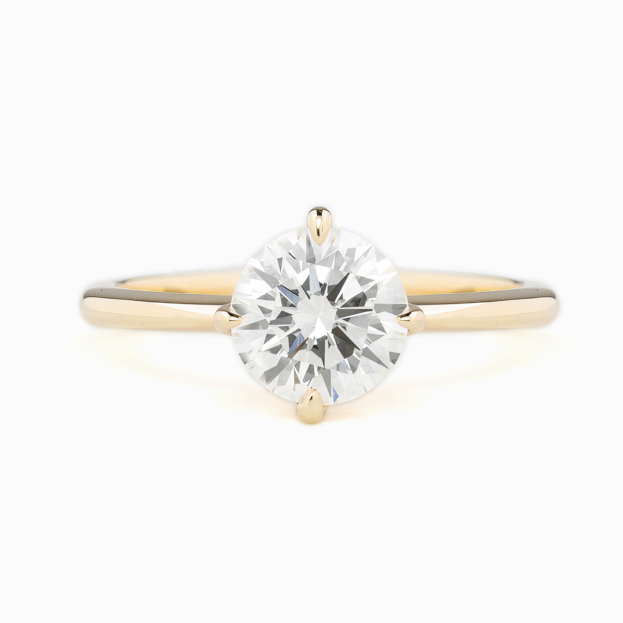 Alice Ring, IGI Certified 1.34ct Round Lab Diamond, 14k Yellow Gold (One of a kind)