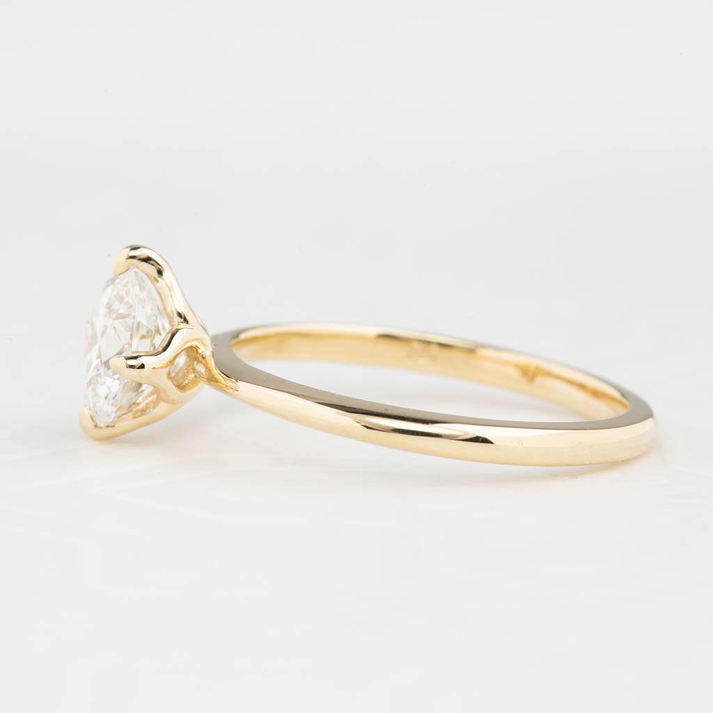 Alice Ring, IGI Certified 1.34ct Round Lab Diamond, 14k Yellow Gold (One of a kind)
